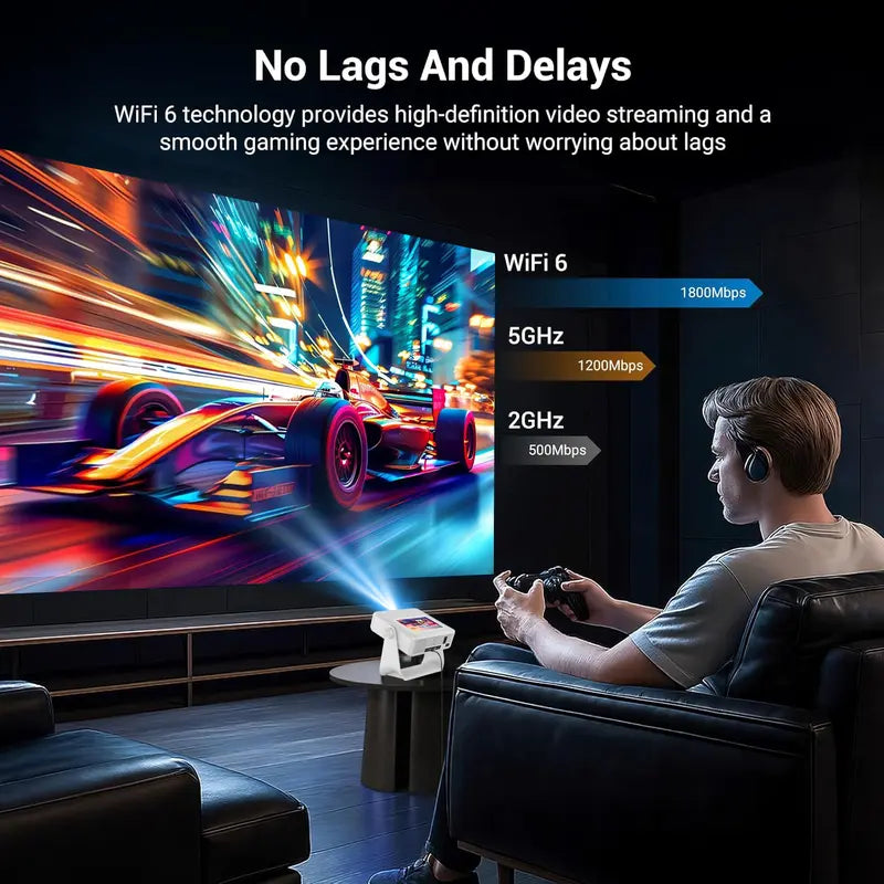 Smart Touch Screen Projector: Portable 4K Home Theater with Android OS, WiFi & Bluetooth