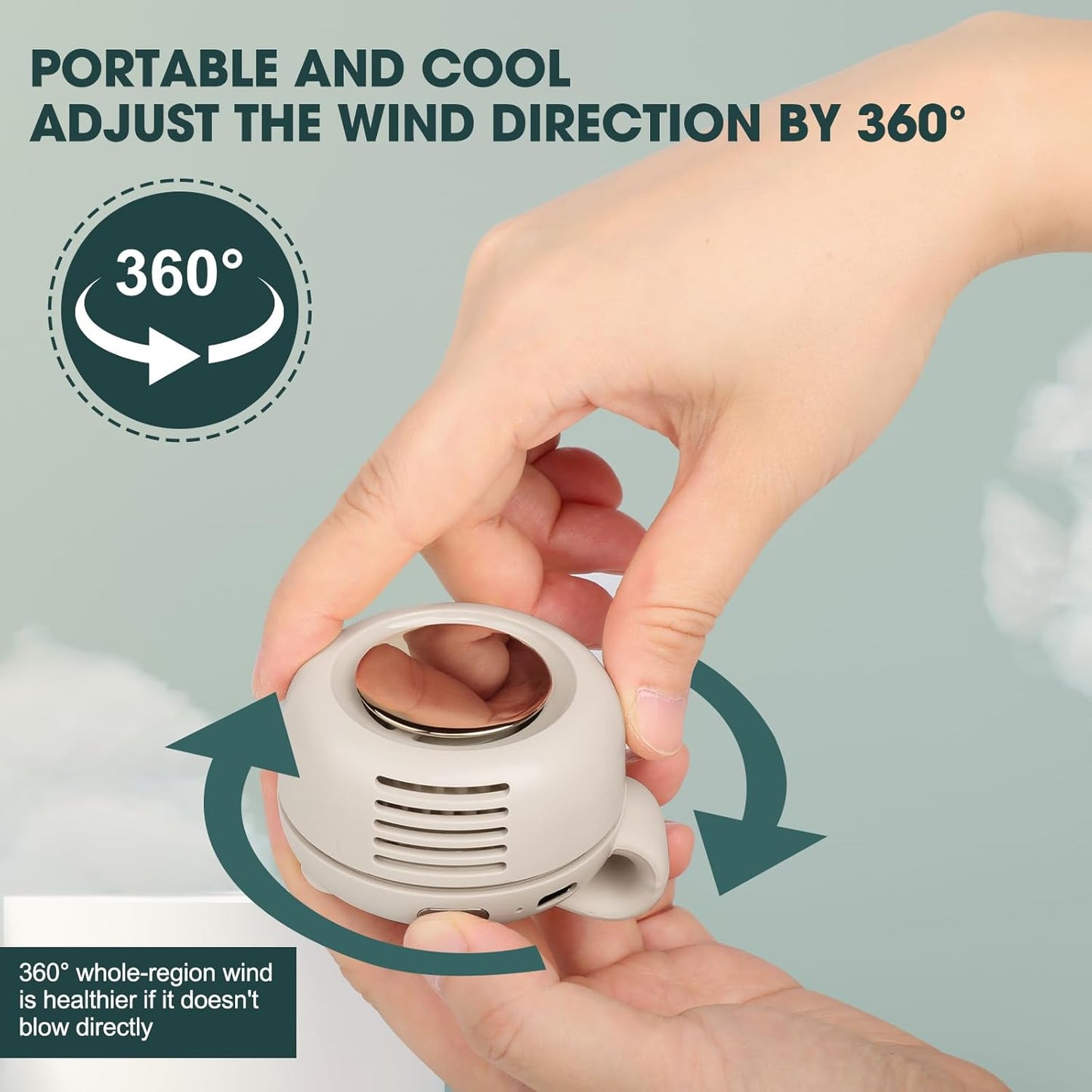 Portable Silent Mini Bladeless Fan Clip On,3 Speeds Clip-on Fans for Shirt,Small Clips FanMini Whirlwind Fans for Waist Clips Suitable for Outdoor & Travel & Office