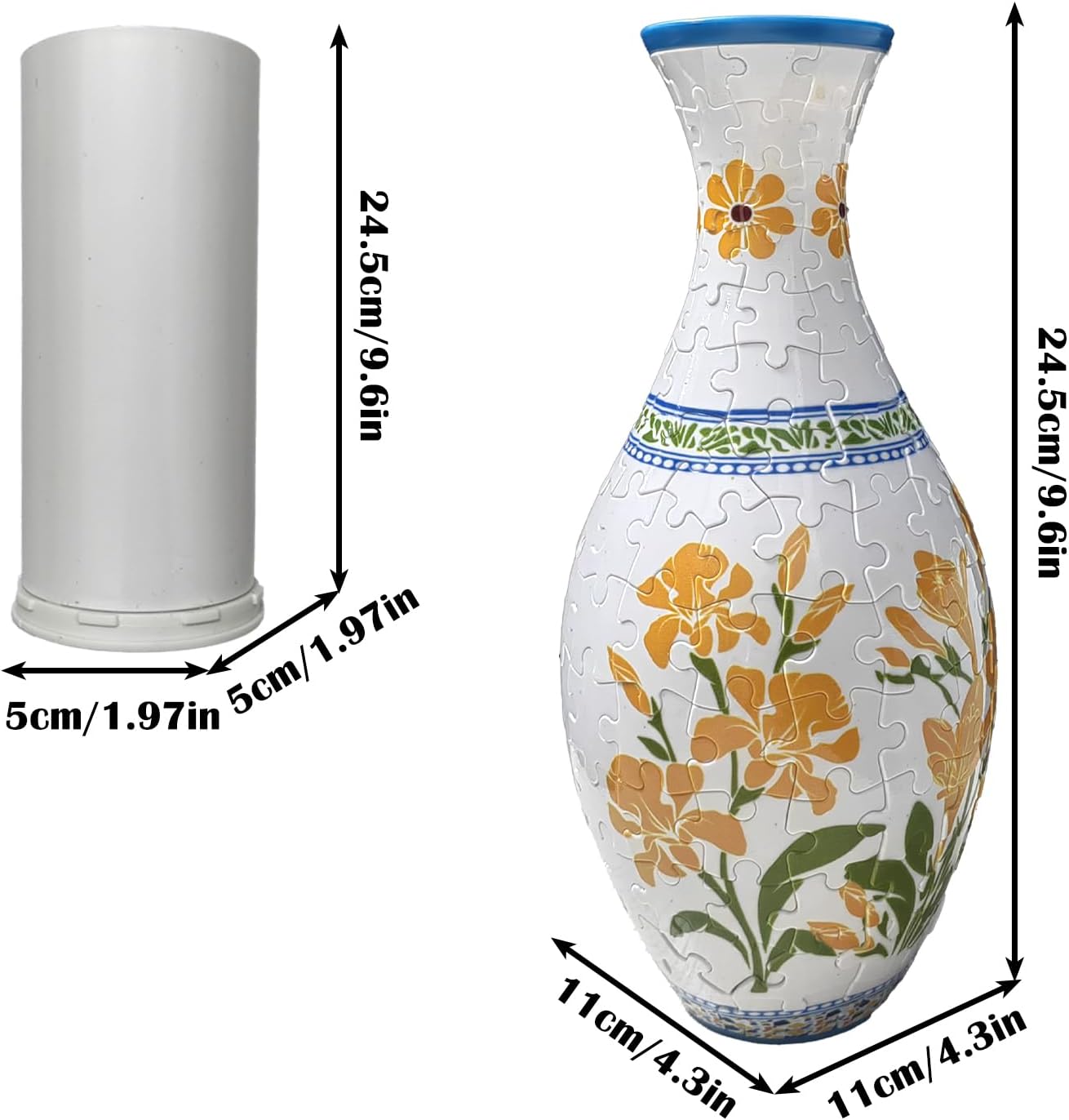 3D Puzzle Vase Unique Flower Vase for Adults Made by 160 Curved Plastic Puzzle Pieces, Vases for Flower Home and Office Decor