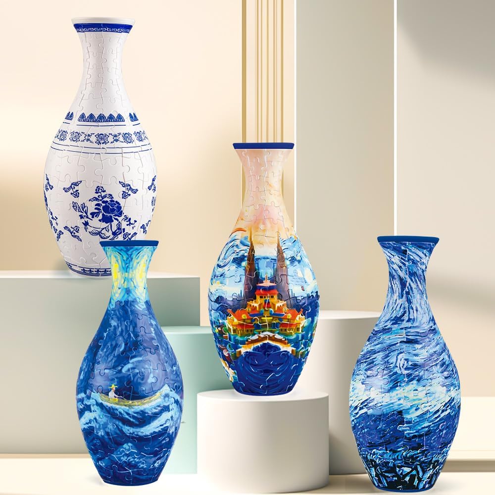 3D Puzzle Vase Unique Flower Vase for Adults Made by 160 Curved Plastic Puzzle Pieces, Vases for Flower Home and Office Decor