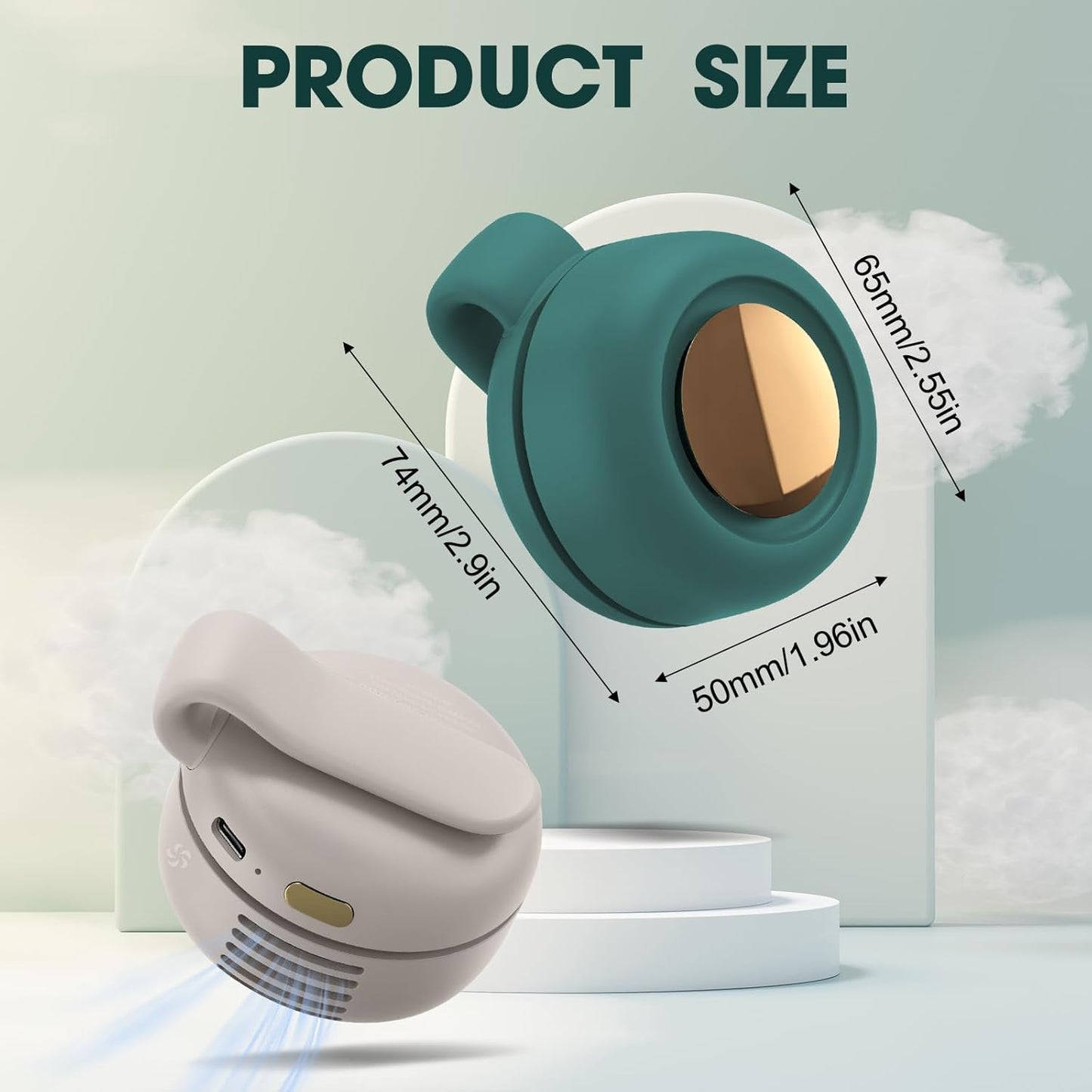 Portable Silent Mini Bladeless Fan Clip On,3 Speeds Clip-on Fans for Shirt,Small Clips FanMini Whirlwind Fans for Waist Clips Suitable for Outdoor & Travel & Office