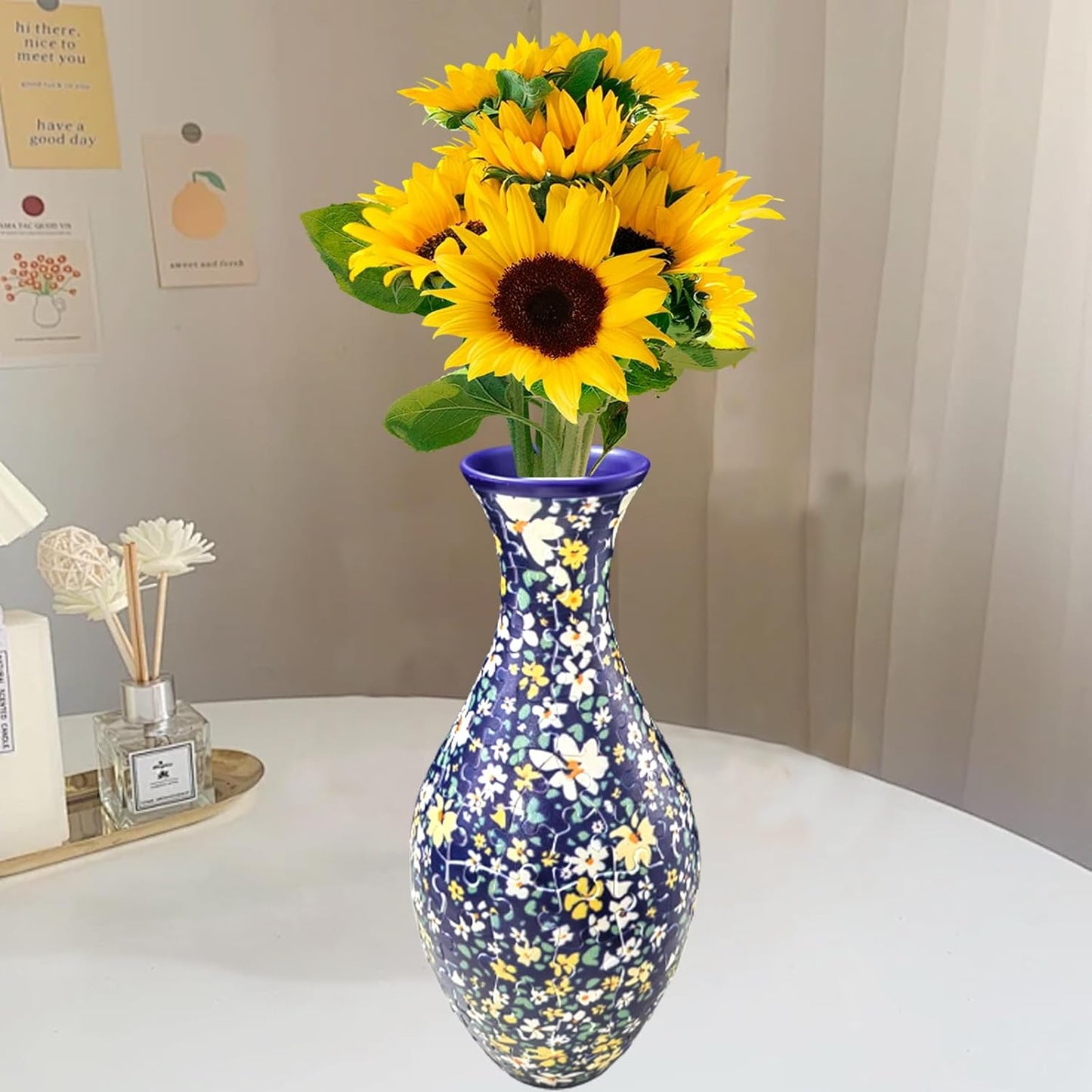 3D Puzzle Vase Unique Flower Vase for Adults Made by 160 Curved Plastic Puzzle Pieces, Vases for Flower Home and Office Decor