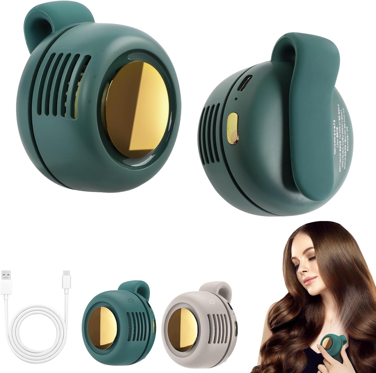 Portable Silent Mini Bladeless Fan Clip On,3 Speeds Clip-on Fans for Shirt,Small Clips FanMini Whirlwind Fans for Waist Clips Suitable for Outdoor & Travel & Office