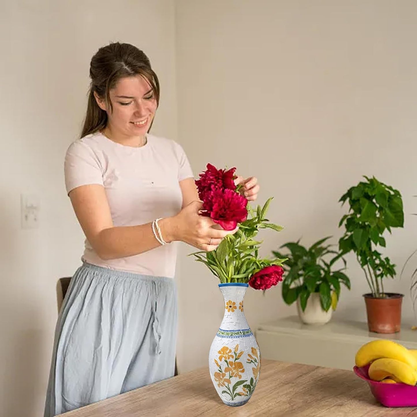 3D Puzzle Vase Unique Flower Vase for Adults Made by 160 Curved Plastic Puzzle Pieces, Vases for Flower Home and Office Decor
