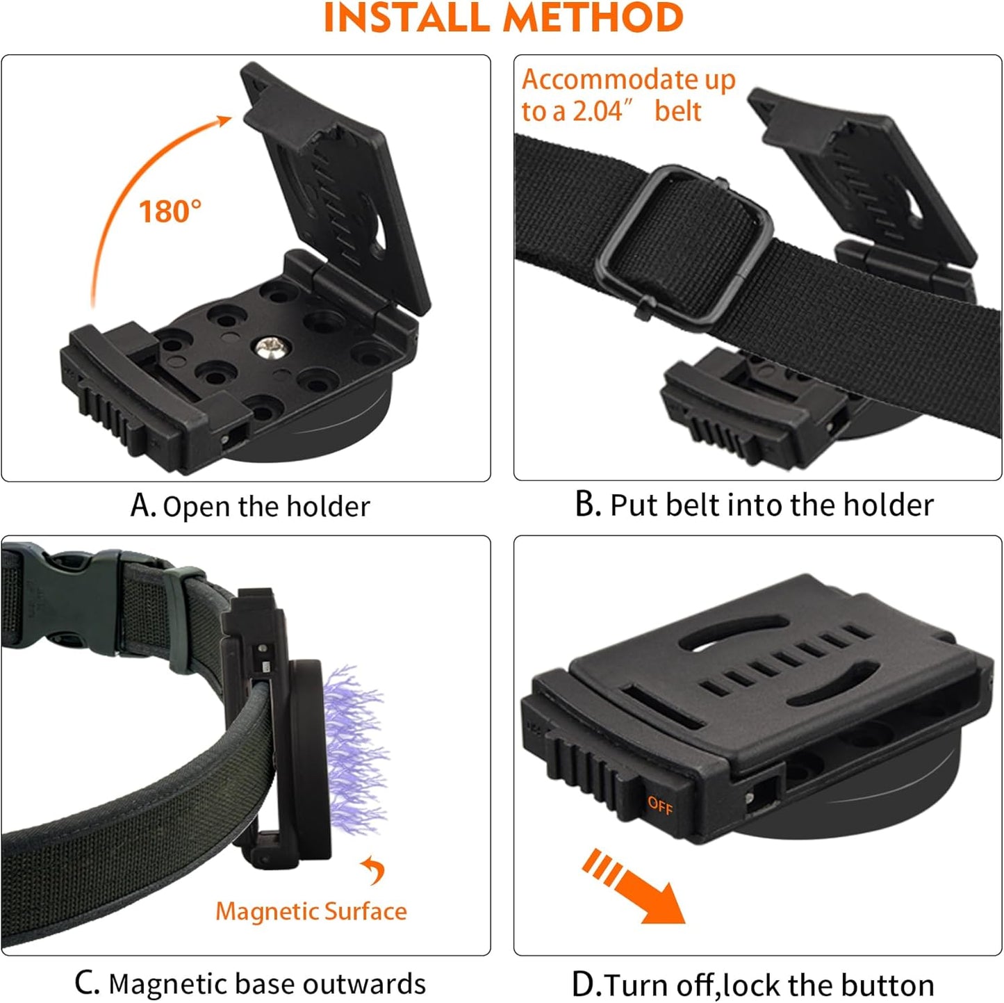 Magnetic Tool Belt Clip,Anti-Slip Magnet Tool Holder for Belt,Strong Magne Clip Tool Belt Accessories for Hammer Screwdrivers Adjustable Wrench Magnetic Tools and Hardware(2 Set)