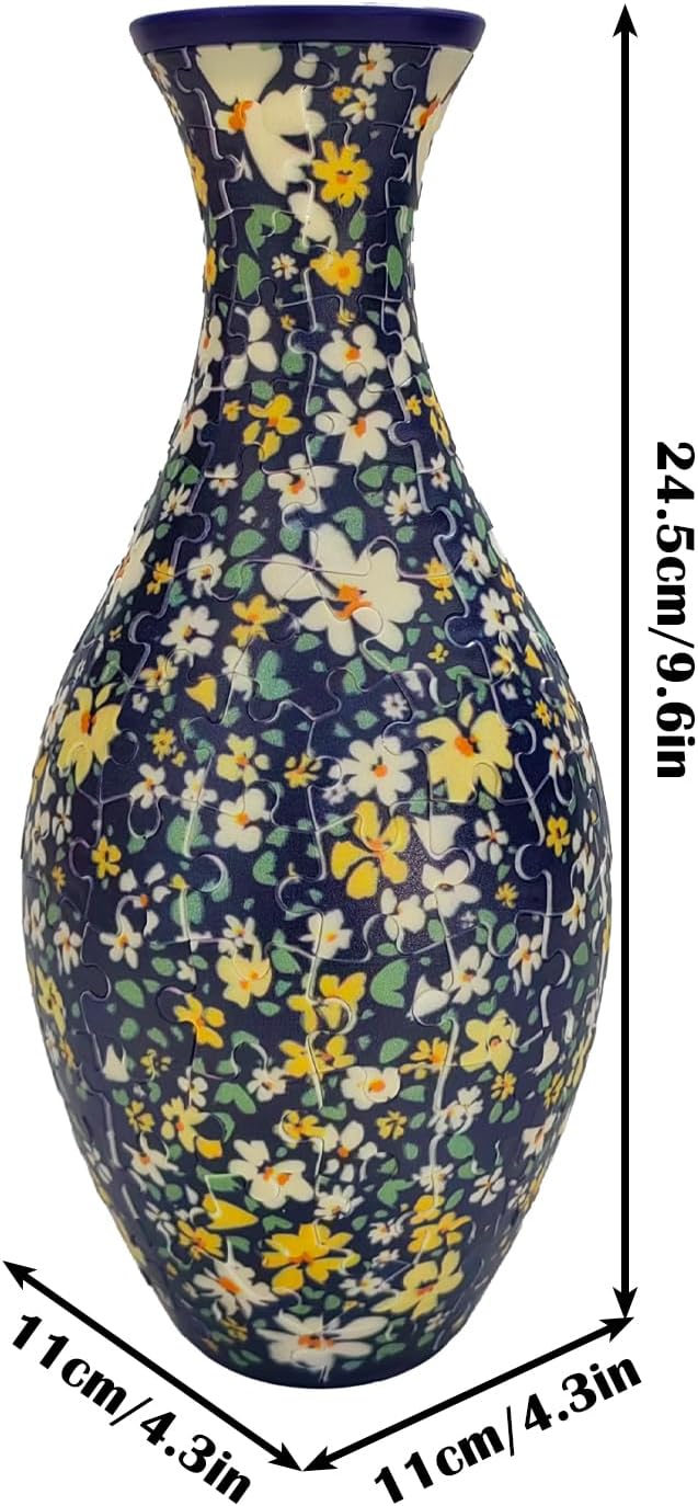 3D Puzzle Vase Unique Flower Vase for Adults Made by 160 Curved Plastic Puzzle Pieces, Vases for Flower Home and Office Decor