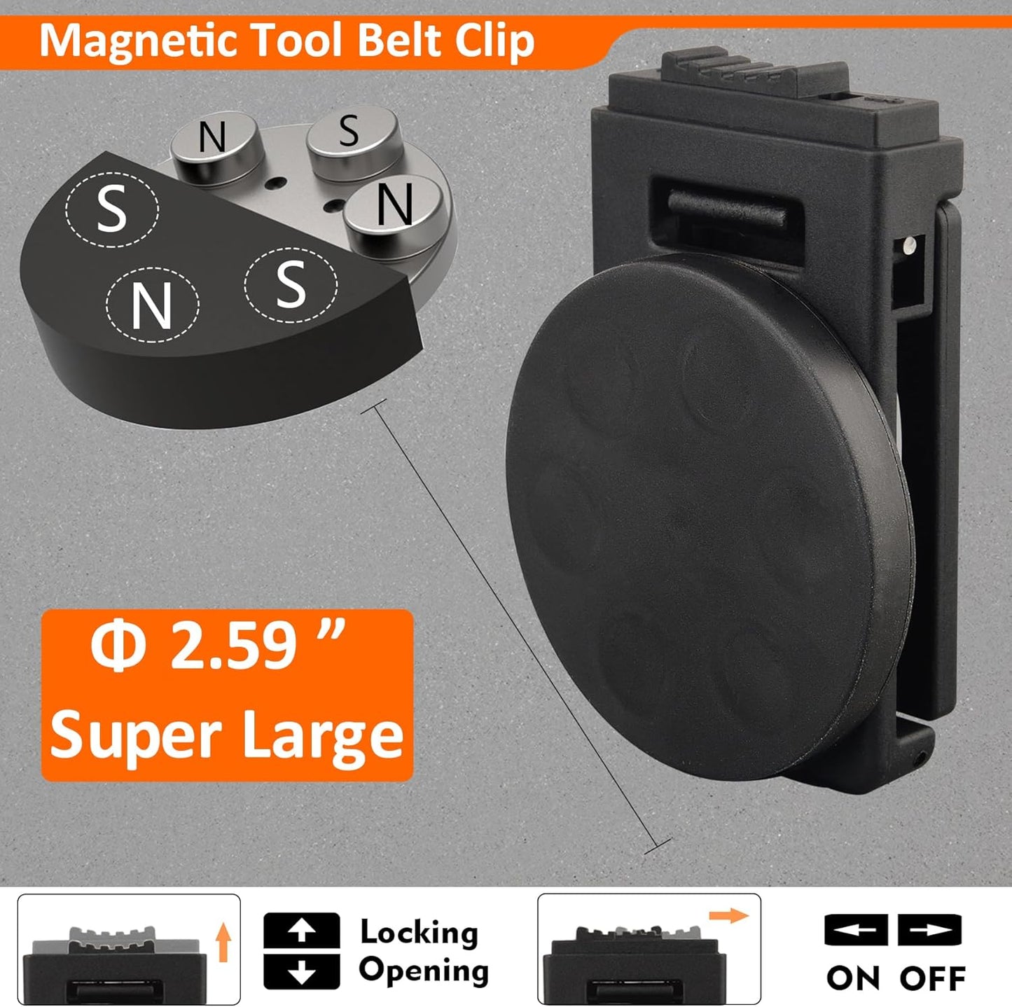 Magnetic Tool Belt Clip,Anti-Slip Magnet Tool Holder for Belt,Strong Magne Clip Tool Belt Accessories for Hammer Screwdrivers Adjustable Wrench Magnetic Tools and Hardware(2 Set)