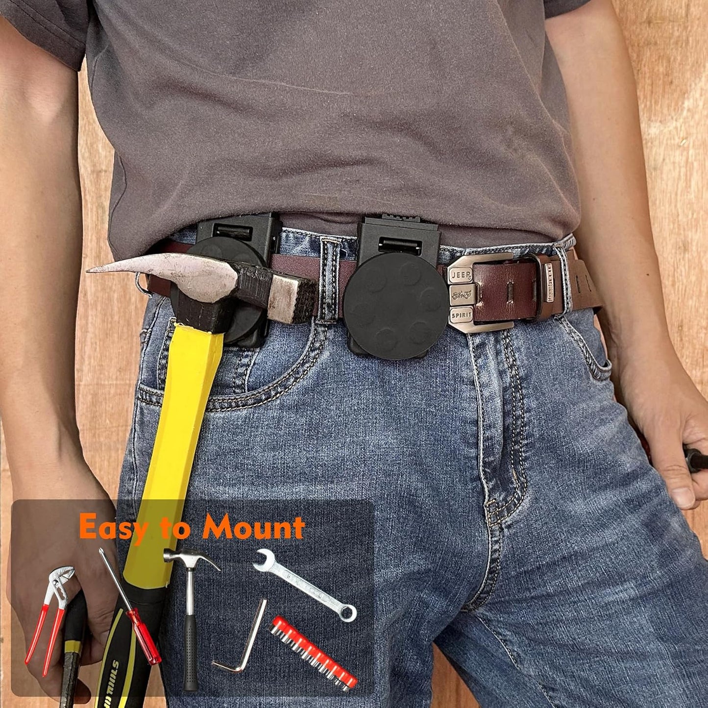 Magnetic Tool Belt Clip,Anti-Slip Magnet Tool Holder for Belt,Strong Magne Clip Tool Belt Accessories for Hammer Screwdrivers Adjustable Wrench Magnetic Tools and Hardware(2 Set)