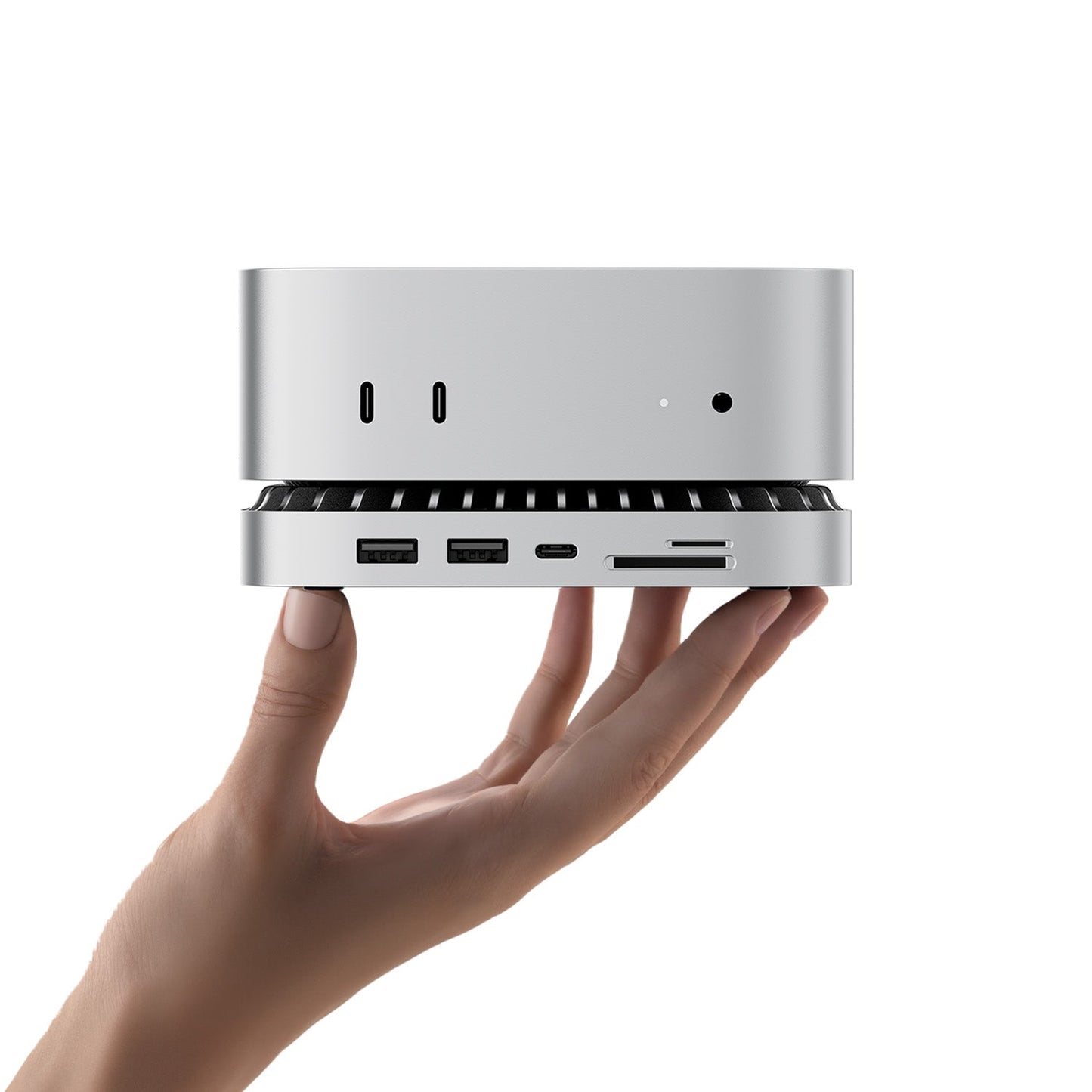 New M4/2024 Mac Mini Hub & Stand with NVMe/ M.2 SATA SSD Enclosure for All New Mac Mini M4/M4Pro