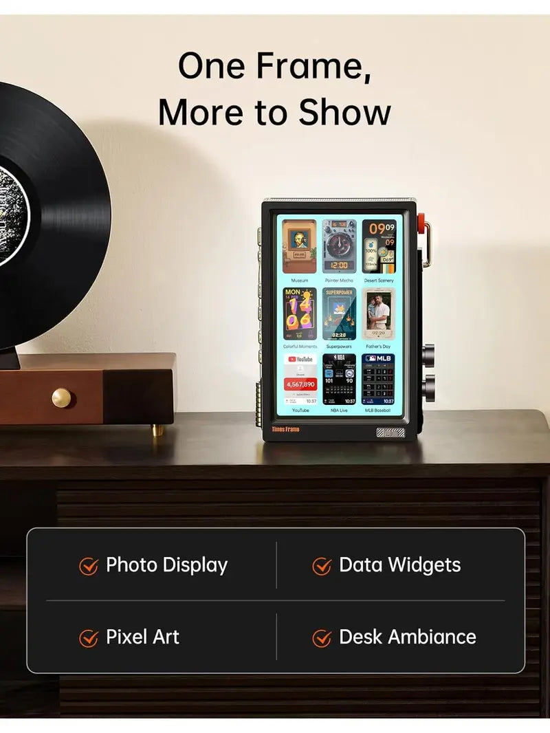 Times Frame — WiFi Smart Digital Photo Frame, 10.1" Transparent Floating Desk Display