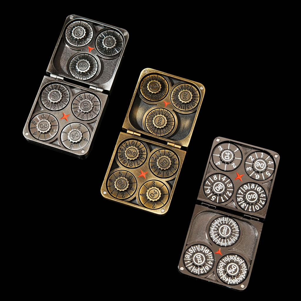 Pocket Revolving Metal RPG Dice - Dungeons & Dragons D20 Dice Games Rpg Metal Set with leather case