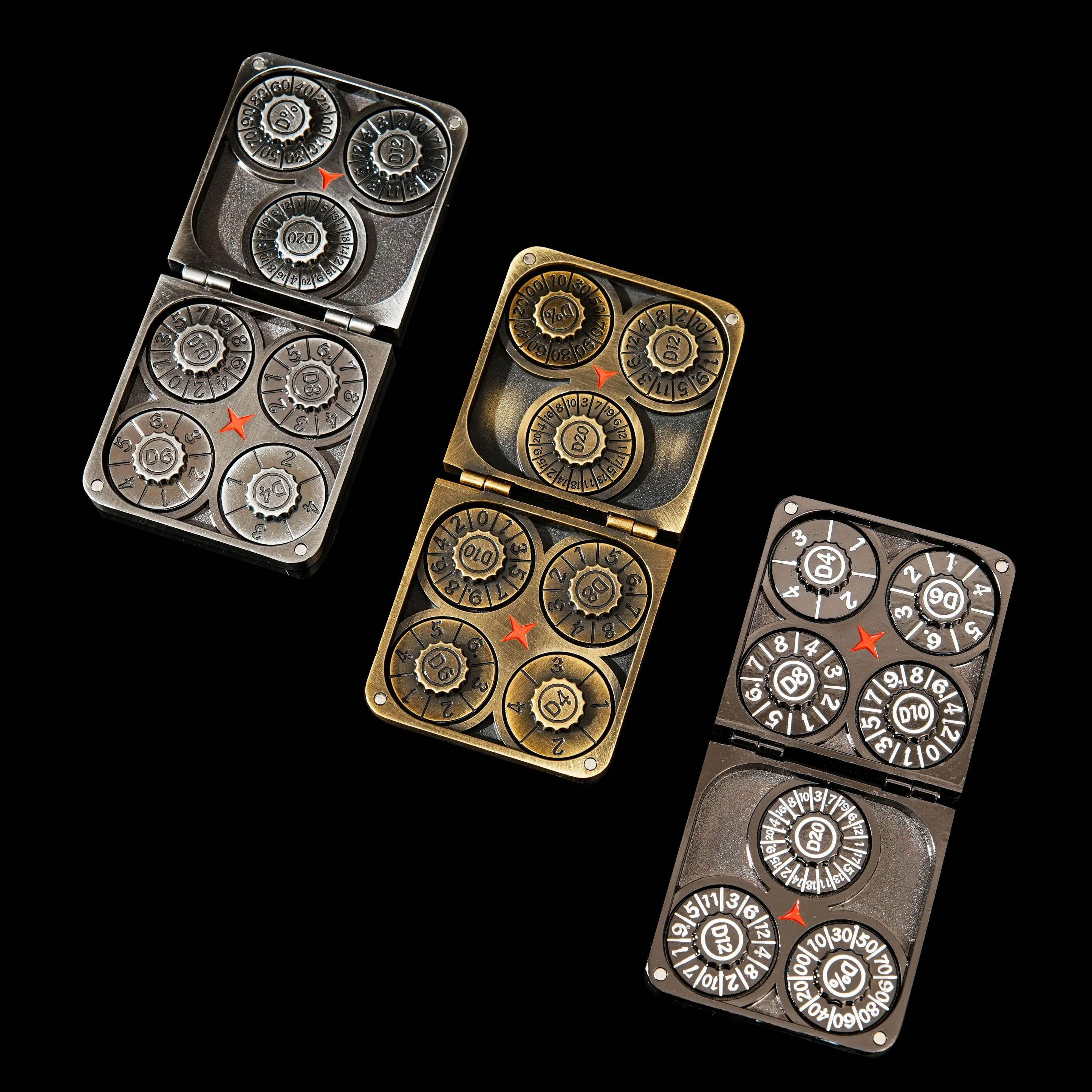 Pocket Revolving Metal RPG Dice - Dungeons & Dragons D20 Dice Games Rpg Metal Set with leather case
