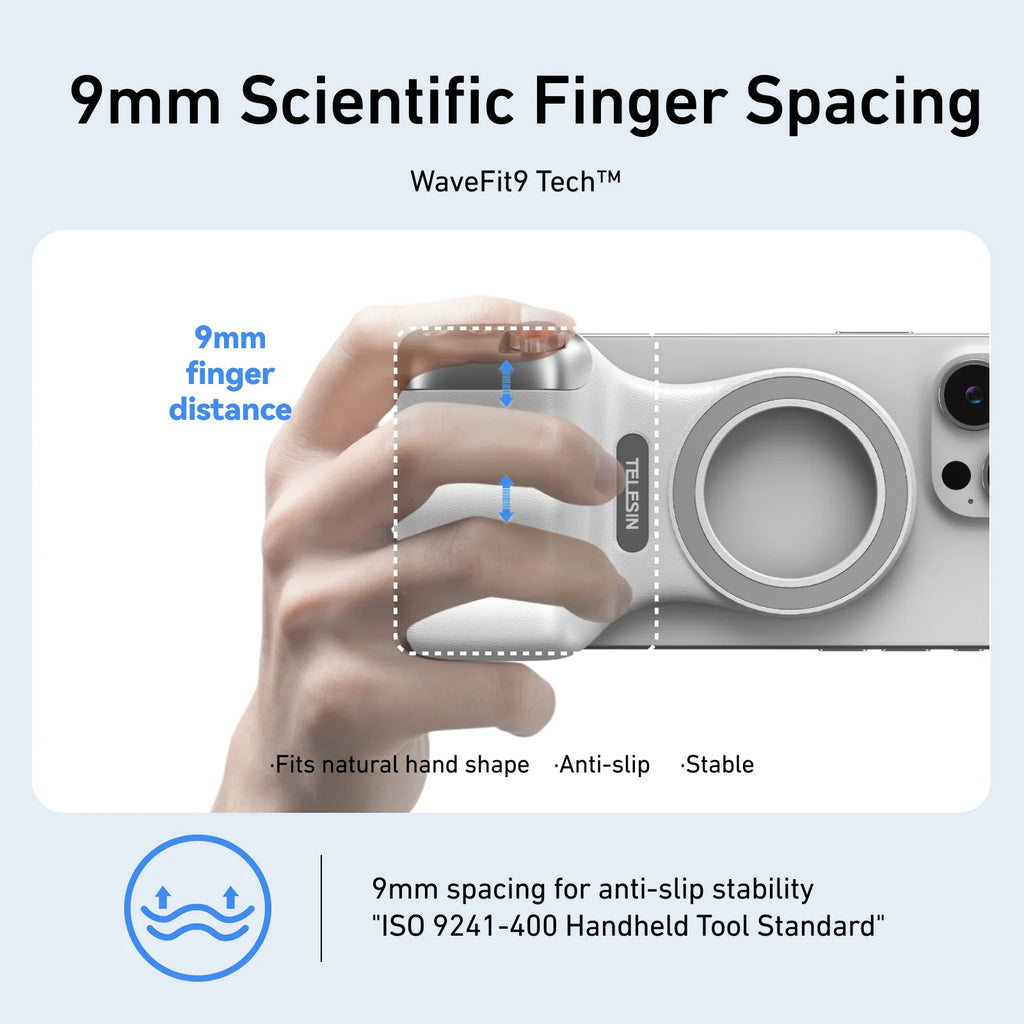 Magnetic Phone Grip with Bluetooth Shutter - Ergonomic Smartphone Camera Handle & Adjustable Stand