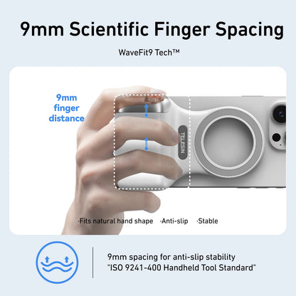 Magnetic Phone Camera Grip for iPhone/Android Fun Shot with Detachable Wireless Shutter Remote - Official Certification - 1/4" Tripod Screw - Comfort Ergonomic Camera Grip Handle Holder