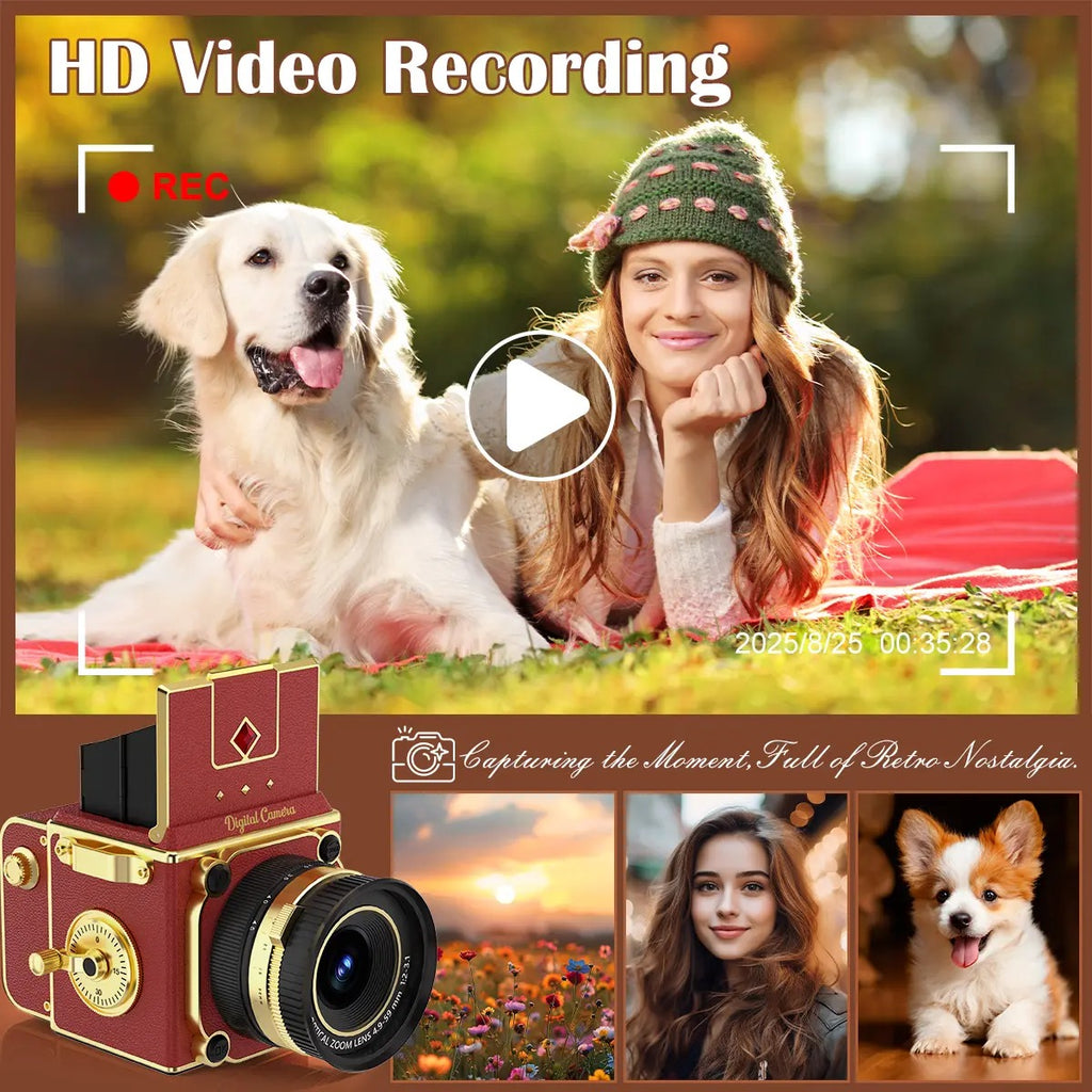 RetroView 64MP Waist-Level Digital Camera – 2.7K Video & 16X Zoom