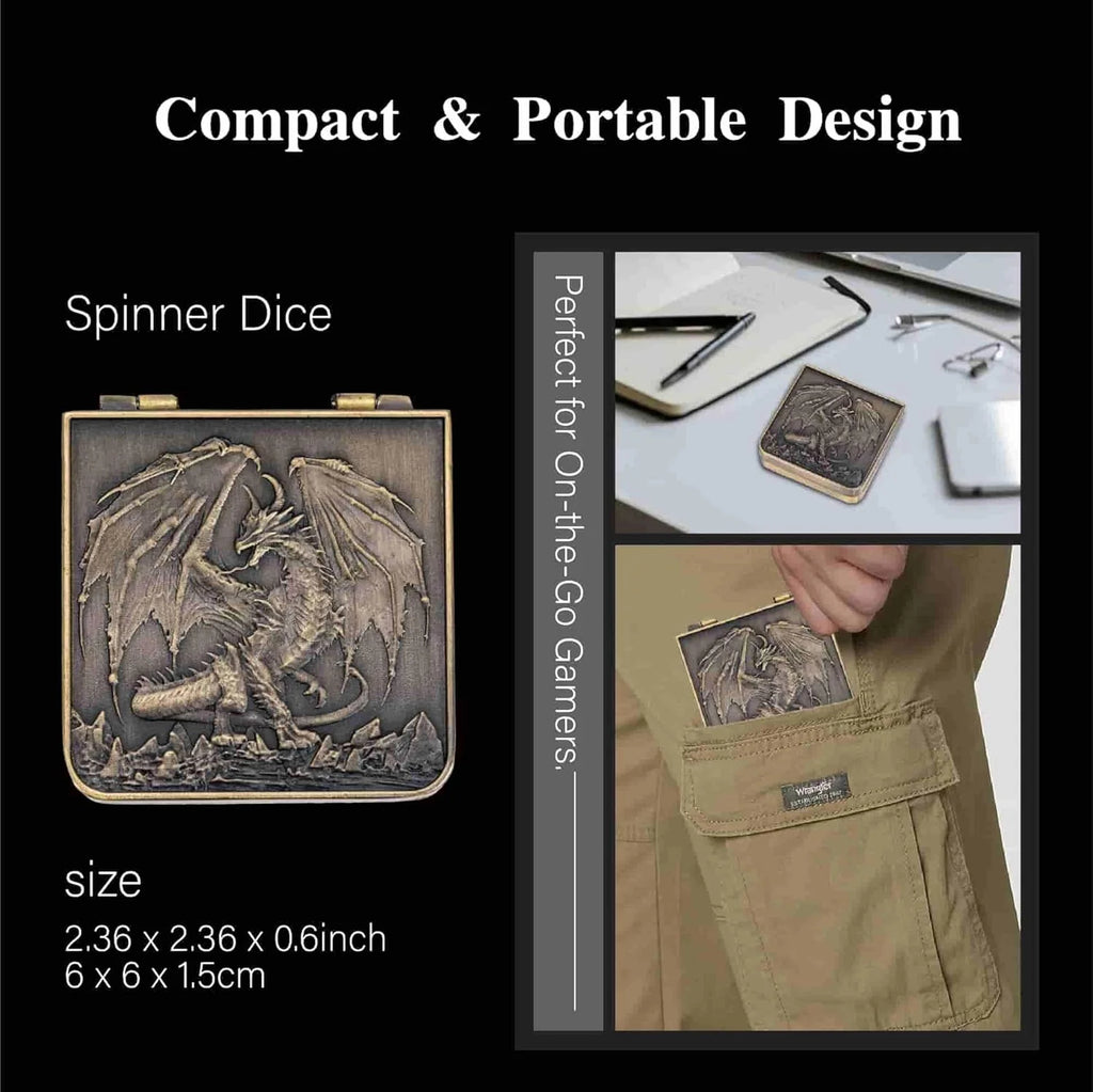 Pocket Revolving Metal RPG Dice - Dungeons & Dragons D20 Dice Games Rpg Metal Set with leather case