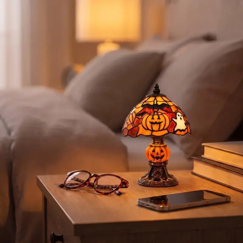 Halloween Pumpkin Bat Table Lamp – Retro Cozy Night Light