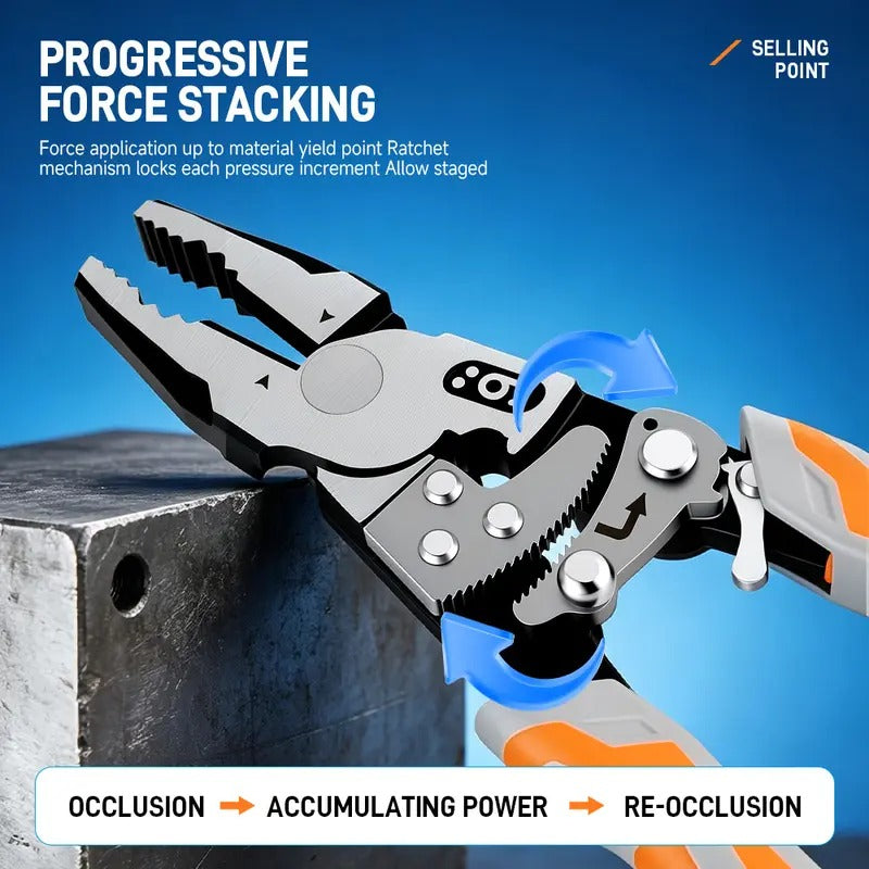 55#Self-Locking Ratchet Pliers – Heavy-Duty Wire Cutter & Clamping Tool