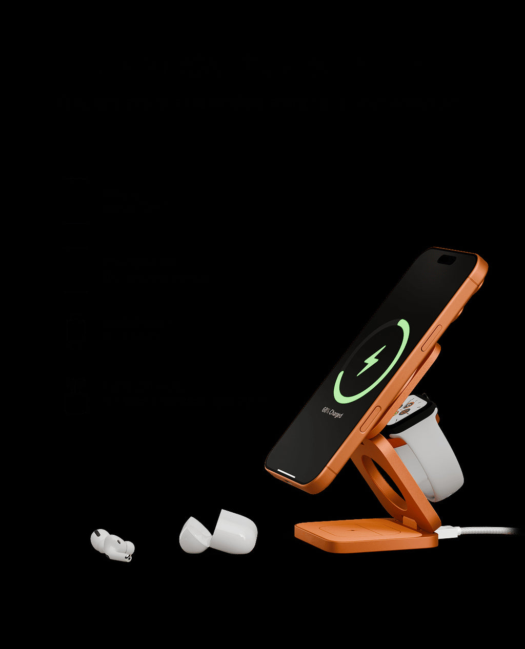 kokogol Qi2.2 Max | 25W Industrial Foldable 3-in-1 Magnetic Wireless Charging Station