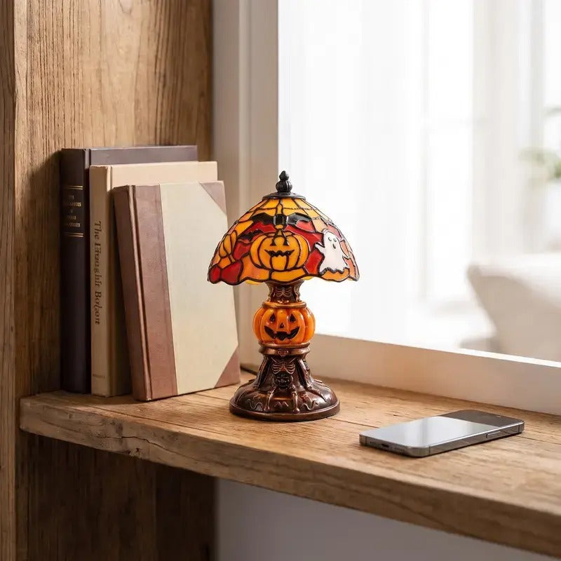 Halloween Pumpkin Bat Table Lamp – Retro Cozy Night Light