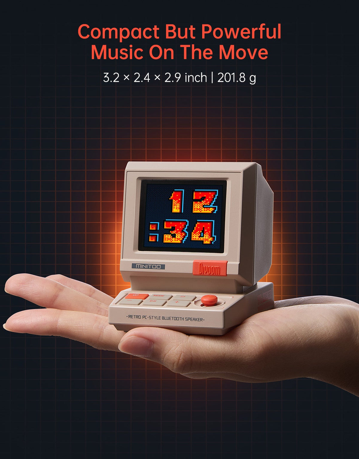 Palm-sized MiniToo retro computer pixel Bluetooth speaker