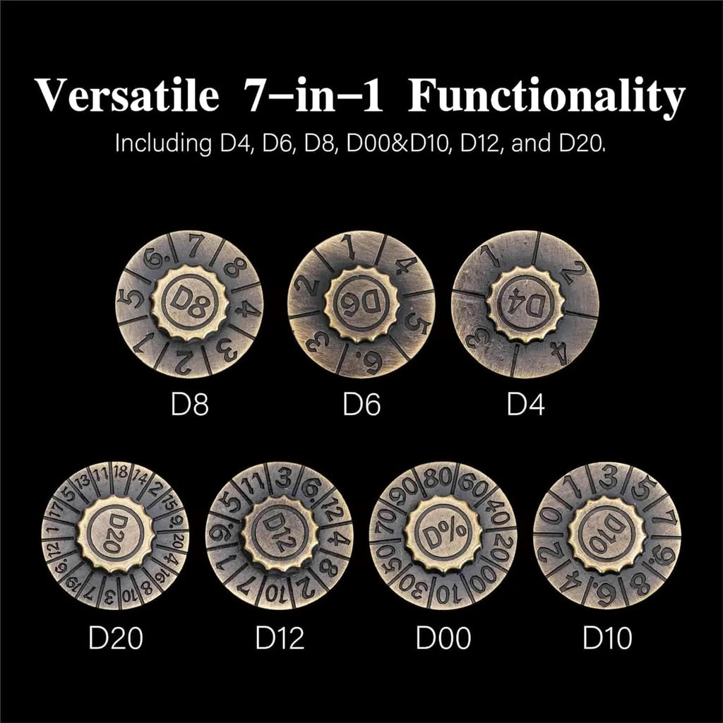 Pocket Revolving Metal RPG Dice - Dungeons & Dragons D20 Dice Games Rpg Metal Set with leather case