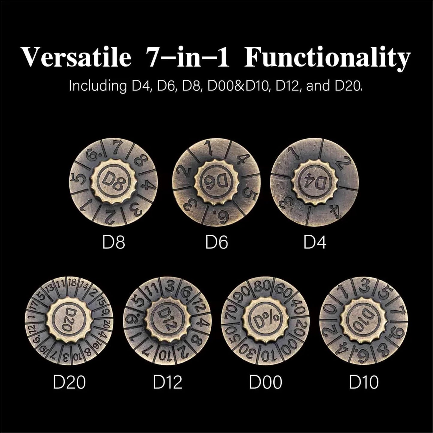 Pocket Revolving Metal RPG Dice - Dungeons & Dragons D20 Dice Games Rpg Metal Set with leather case