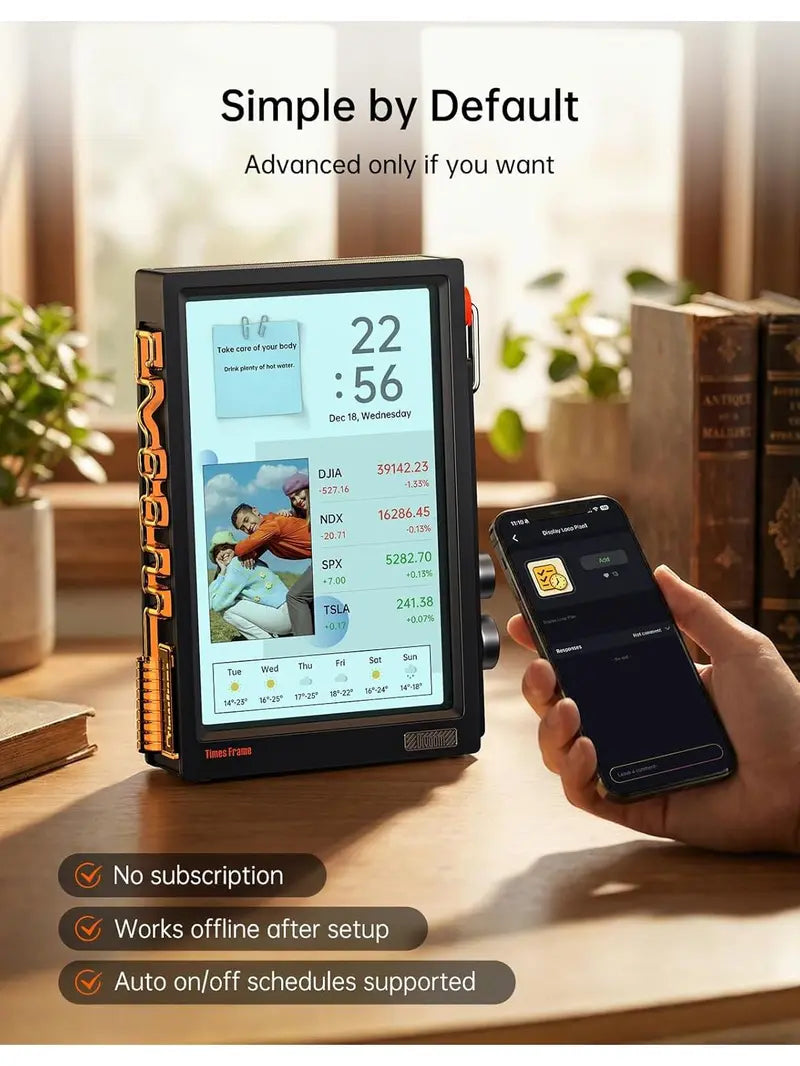Times Frame — WiFi Smart Digital Photo Frame, 10.1" Transparent Floating Desk Display