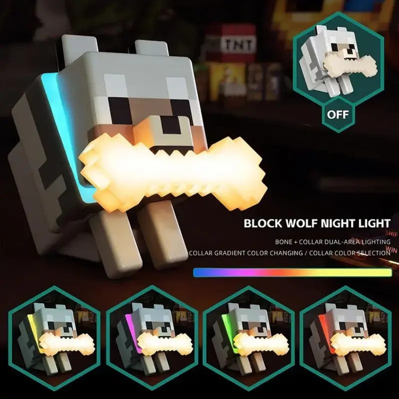 Wolf Pixel LED Night Light – 5-Color Touch Lamp for Bedroom & Gaming Room