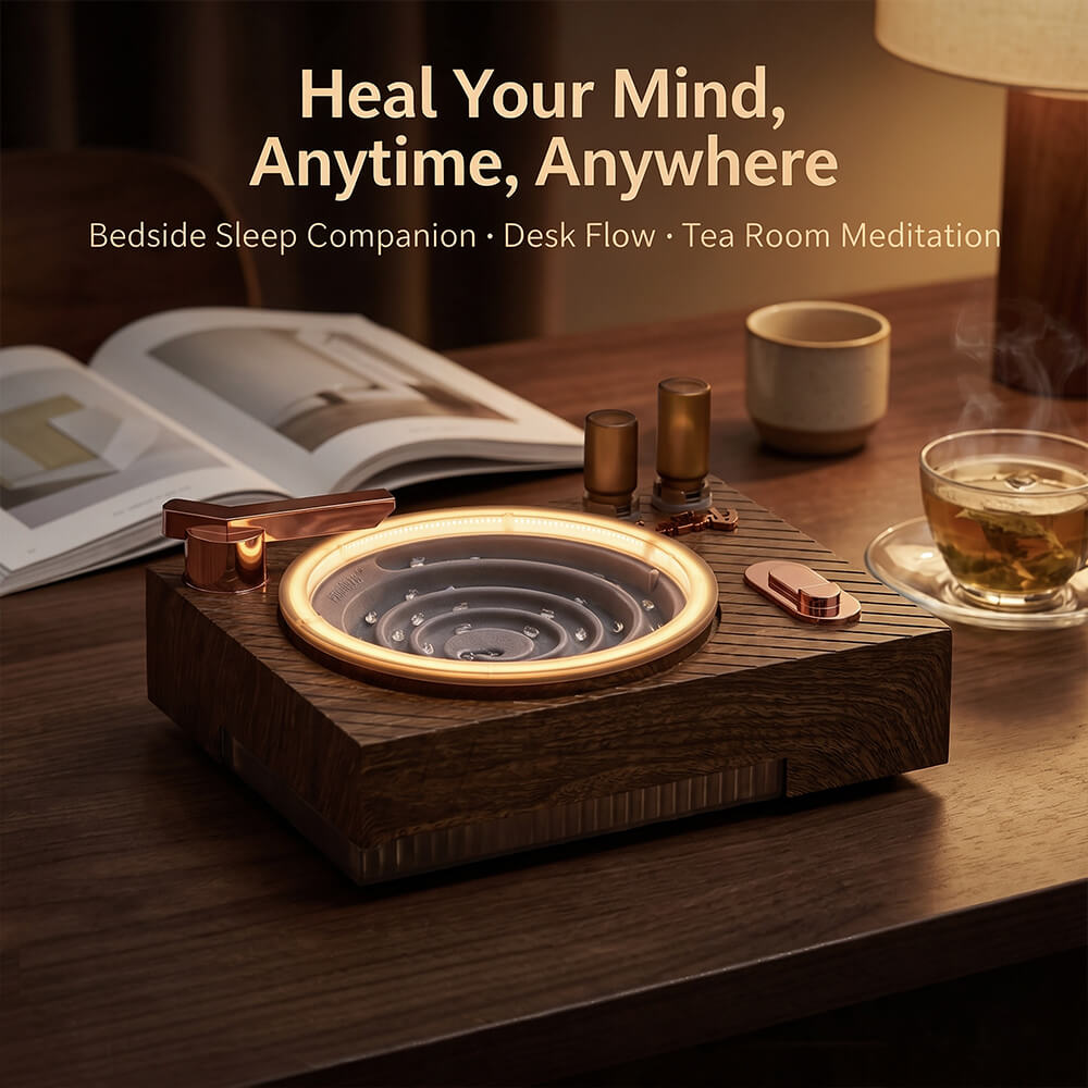White noise machine on desk for sleep, meditation and relaxation