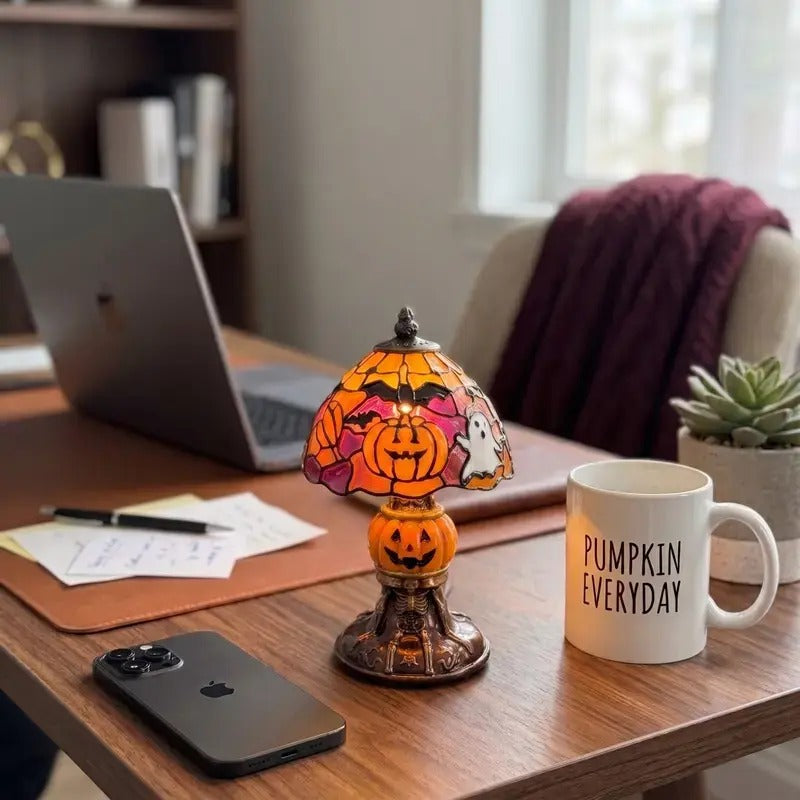 Halloween Pumpkin Bat Table Lamp – Retro Cozy Night Light