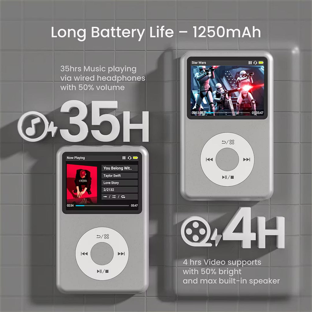 Bringt die 2000er zurück: Retro MP3/MP4 Player mit Bluetooth, HiFi Audio, 2,4" Display & 35h Akkulaufzeit