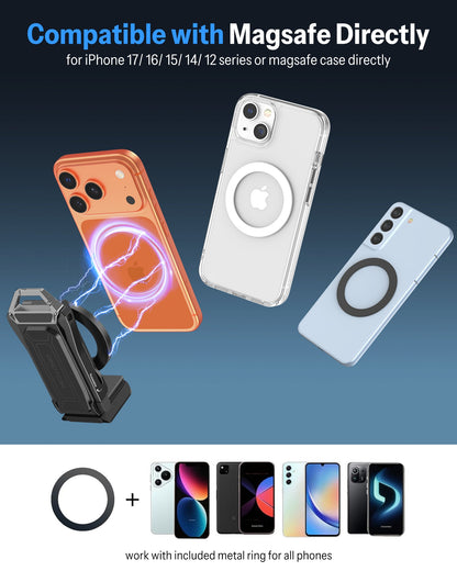 Magnetic Phone Holder for Vlogging, Content Creator Essentials with 1/4" Screw, Arca, Strong Back Magnet for Gym, Adjustable Phone Stand & Selfie Stick