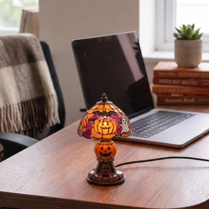 Halloween Pumpkin Bat Table Lamp – Retro Cozy Night Light