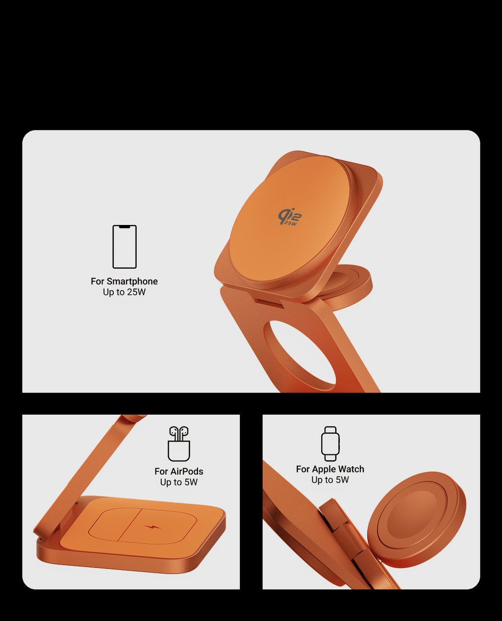 kokogol Qi2.2 Max | 25W Industrial Foldable 3-in-1 Magnetic Wireless Charging Station
