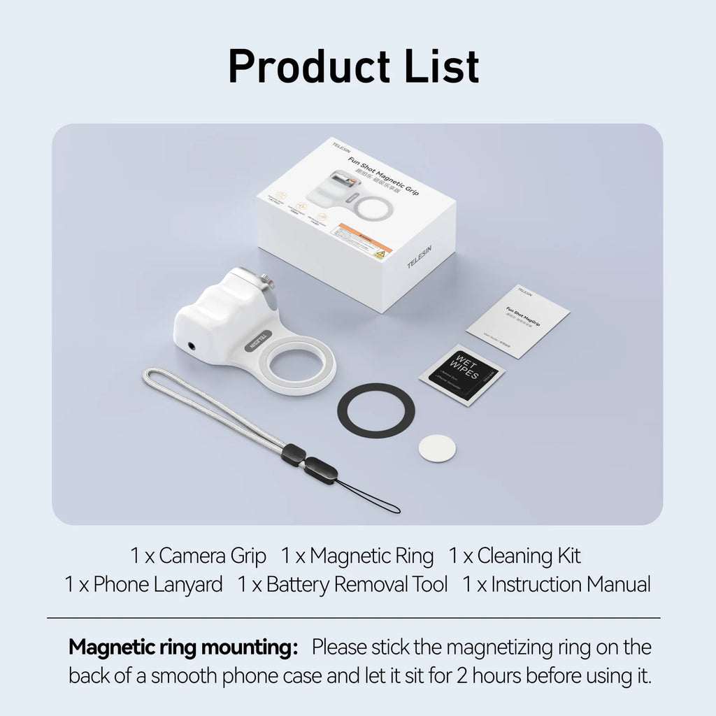Magnetic Phone Grip with Bluetooth Shutter - Ergonomic Smartphone Camera Handle & Adjustable Stand