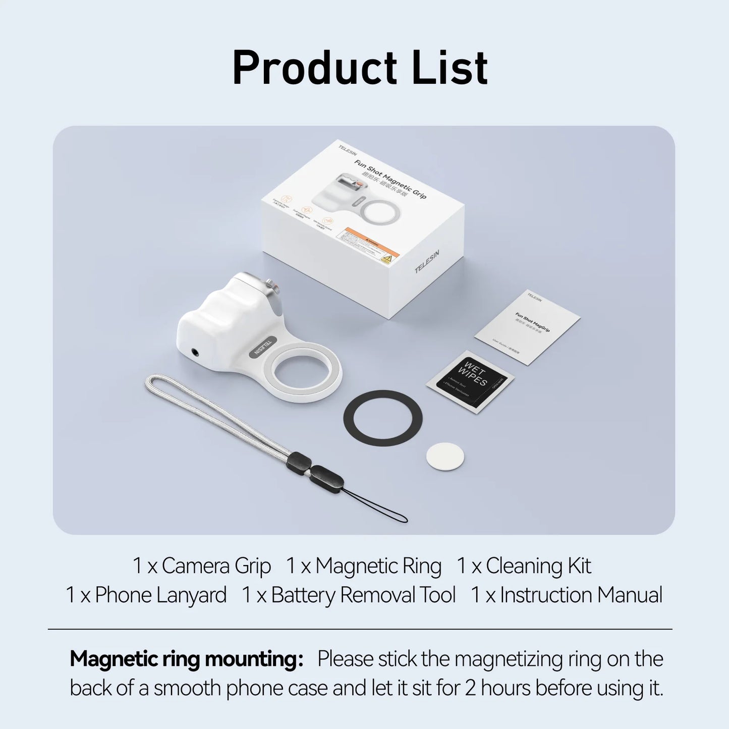 Magnetic Phone Camera Grip for iPhone/Android Fun Shot with Detachable Wireless Shutter Remote - Official Certification - 1/4" Tripod Screw - Comfort Ergonomic Camera Grip Handle Holder