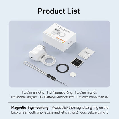 Magnetic Phone Camera Grip for iPhone/Android Fun Shot with Detachable Wireless Shutter Remote - Official Certification - 1/4" Tripod Screw - Comfort Ergonomic Camera Grip Handle Holder