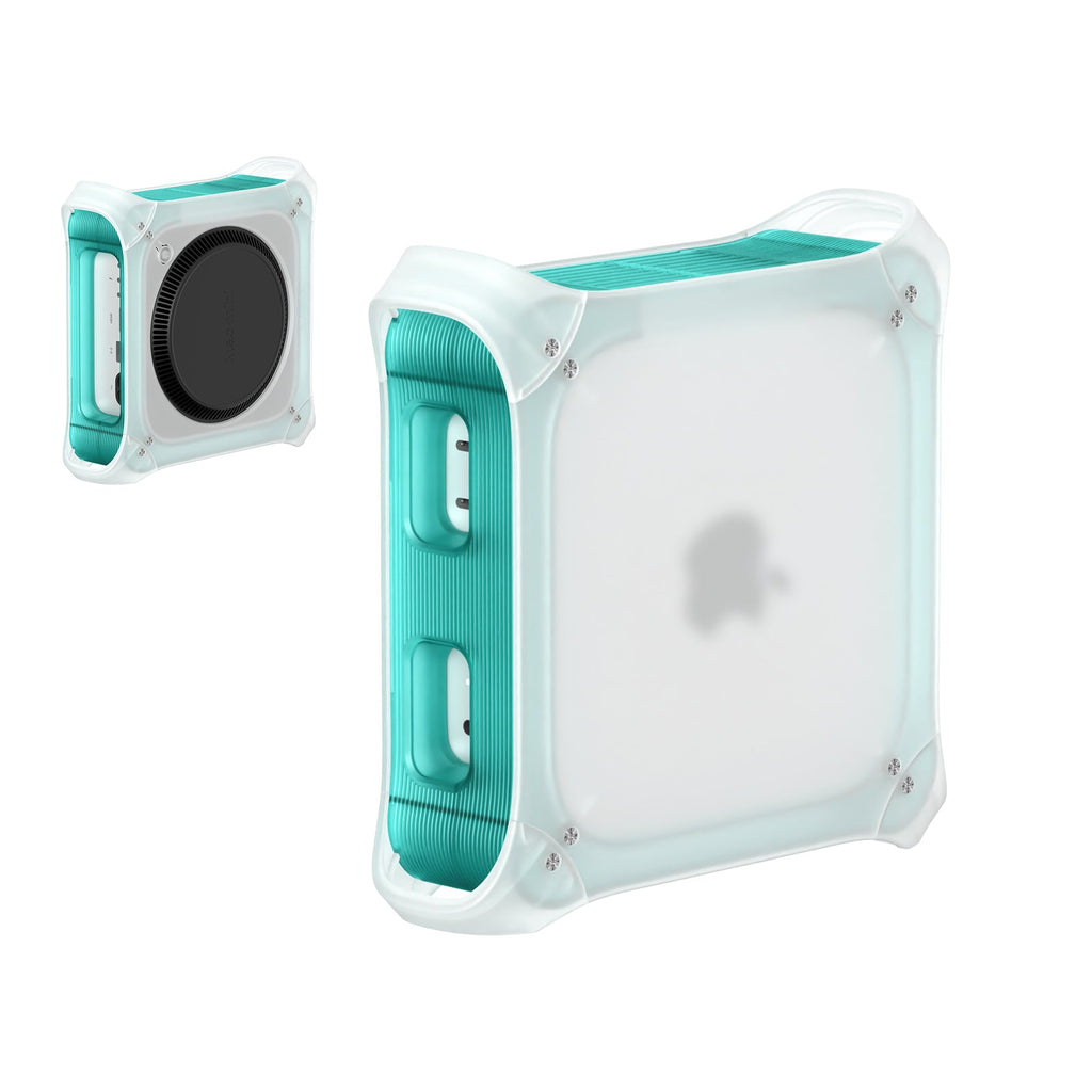 Retro vertical stand for Mac mini in Bondi Blue