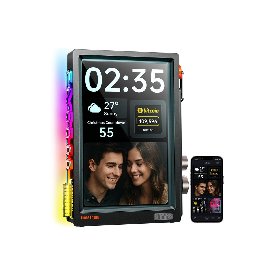 Times Frame — WiFi Smart Digital Photo Frame, 10.1" Transparent Floating Desk Display