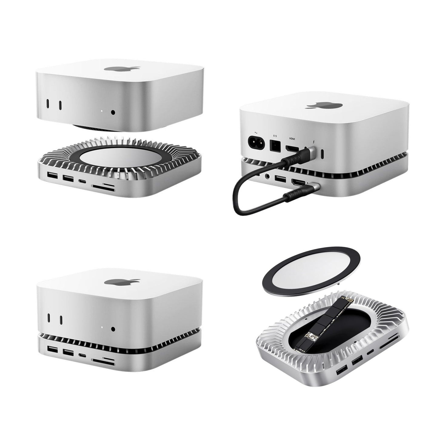 New M4/2024 Mac Mini Hub & Stand with NVMe/ M.2 SATA SSD Enclosure for All New Mac Mini M4/M4Pro