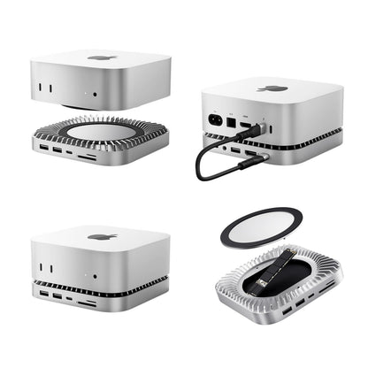 New M4/2024 Mac Mini Hub & Stand with NVMe/ M.2 SATA SSD Enclosure for All New Mac Mini M4/M4Pro