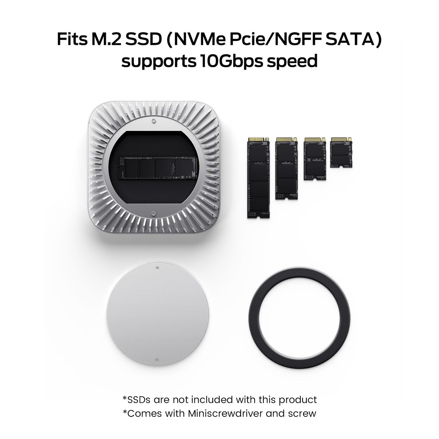 New M4/2024 Mac Mini Hub & Stand with NVMe/ M.2 SATA SSD Enclosure for All New Mac Mini M4/M4Pro