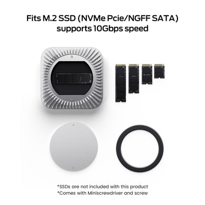 New M4/2024 Mac Mini Hub & Stand with NVMe/ M.2 SATA SSD Enclosure for All New Mac Mini M4/M4Pro