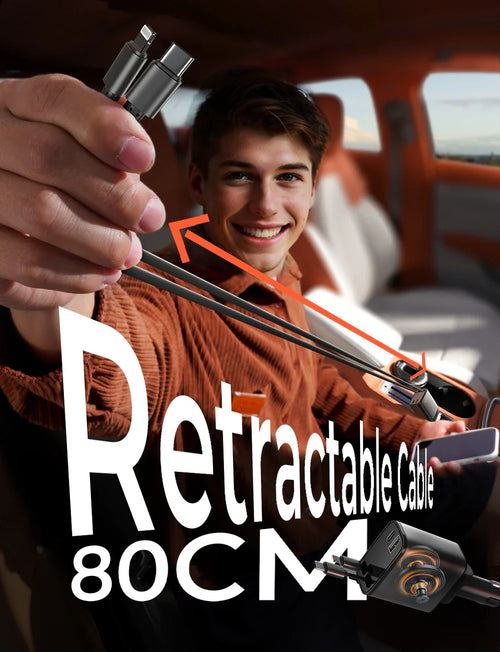 4-in-1 69W Retractable Car Charger Adapter