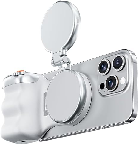 Magnetic Phone Camera Grip for iPhone/Android Fun Shot with Detachable Wireless Shutter Remote - Official Certification - 1/4" Tripod Screw - Comfort Ergonomic Camera Grip Handle Holder