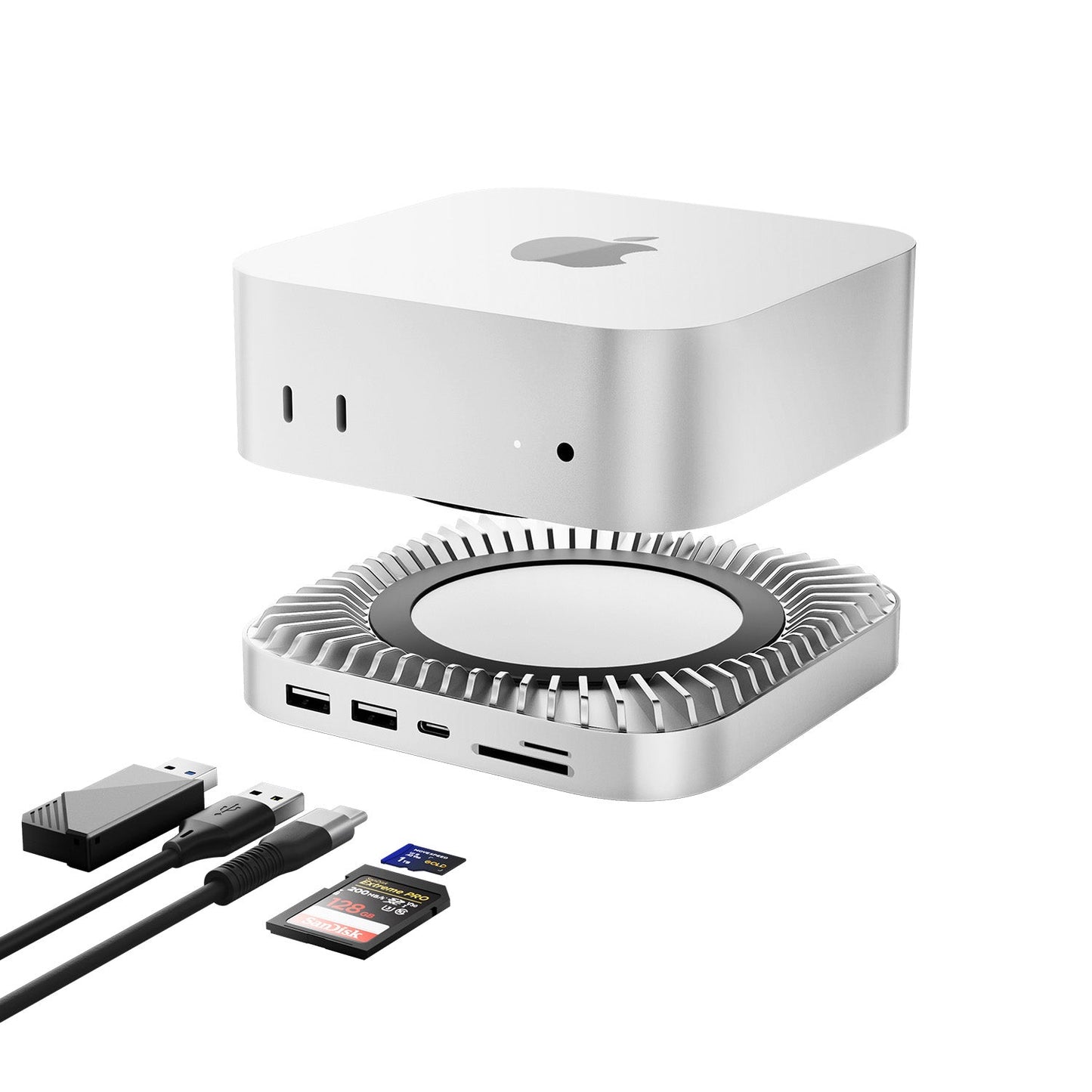 New M4/2024 Mac Mini Hub & Stand with NVMe/ M.2 SATA SSD Enclosure for All New Mac Mini M4/M4Pro