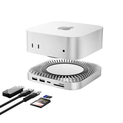 New M4/2024 Mac Mini Hub & Stand with NVMe/ M.2 SATA SSD Enclosure for All New Mac Mini M4/M4Pro