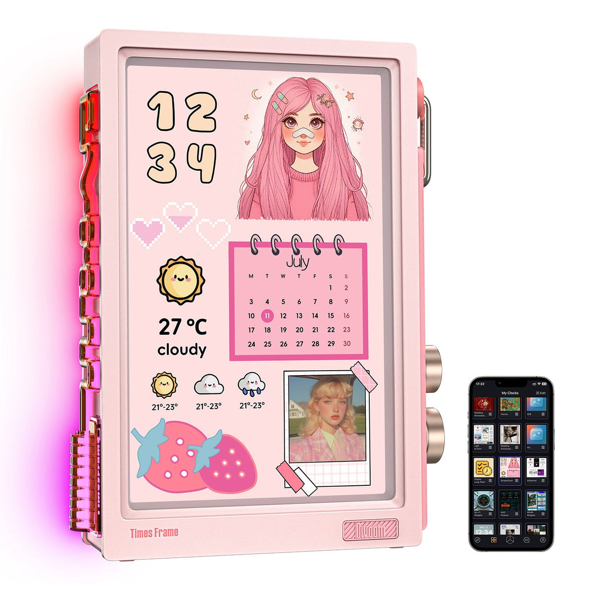 Times Frame — WiFi Smart Digital Photo Frame, 10.1" Transparent Floating Desk Display