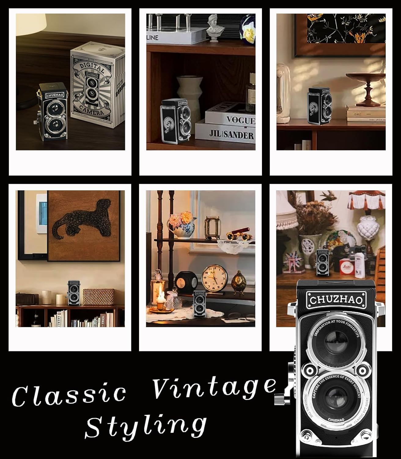 Vintage Mini Digital Camera,Portable TLR Style Retro Point and Shoot Compact Small Pocket 1080P FHD Video 12MP Autofocus Vlogging Camera with 16 GB Card